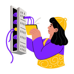 A flat style illustration showing tech engineer