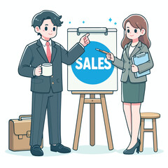 vector image of people doing sales promotion on plain white background
