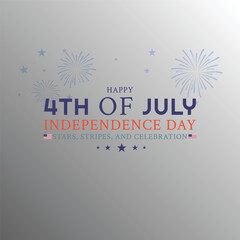 4th of july independence day silver theme with fireworks