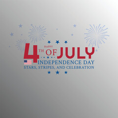 4th of july independence day with red bold typography