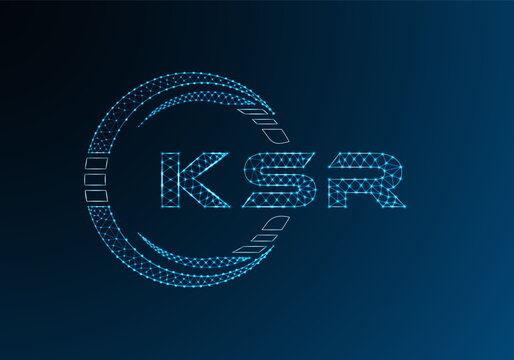 KSR low poly letter logo vector design. KSR lower poly logo design. Low poly logo.