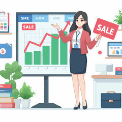 vector image of people doing sales promotion on plain white background