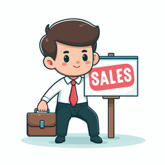 vector image of people doing sales promotion on plain white background