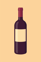 red Wine bottle illustration with label