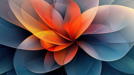 Obraz premium Abstract floral design with petals forming parabolic curves. Minimalist composition with text space