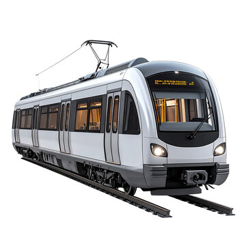 3D gray subway train icon isolated on transparent background. PNG