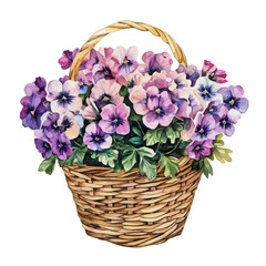 watercolor of A Nemesia Flower Basket, vector, isolated on a white background.