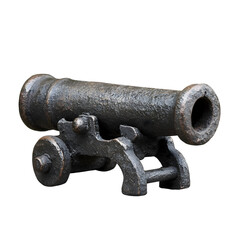 Old brass cannon an antique metal weapon isolated on transparent