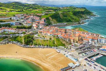 Aerial view of the Getaria town, Basque Country, North of Spain.