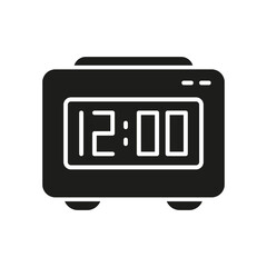 Digital Alarm Clock Solid Icon. Time Management, Wake-Up Scheduling, And Punctuality Silhouette Symbol. Morning Routine Optimization. Isolated Vector Illustration
