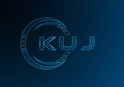 KUJ low poly letter logo vector design. KUJ lower poly logo design. Low poly logo.
