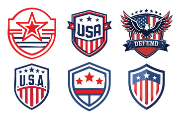 Independence Day Logo Set –Patriotic USA Badges and Emblems in Vector Format.