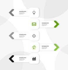 infographic template in signs with arrows and section icons with your text