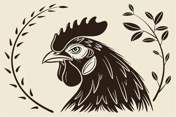 Fototapeta premium Rustic Chicken Head Silhouette Art