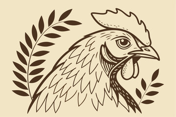 Rustic Chicken Head Silhouette Art