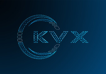 KVX low poly letter logo vector design. KVX lower poly logo design. Low poly logo.