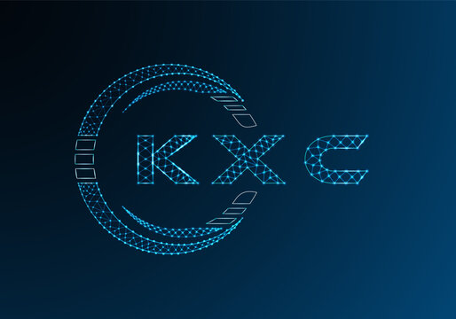 KXC low poly letter logo vector design. KXC lower poly logo design. Low poly logo.