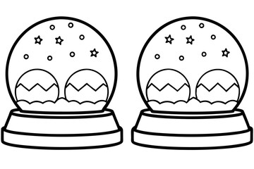 Winter Scene Snow Globes – Line Art Set