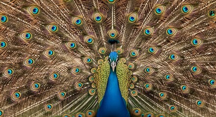 Obraz premium Peacock Feather Close-Up in Full Spread