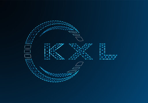 KXL low poly letter logo vector design. KXL lower poly logo design. Low poly logo.