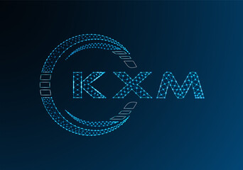 KXM low poly letter logo vector design. KXM lower poly logo design. Low poly logo.