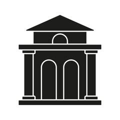 Bank Building Solid Icon. Financial Institution, Savings, And Economic Stability Silhouette Symbol. Classic Architecture Representation. Isolated Vector Illustration
