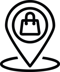 Location icon with shopping bag, store location symbol