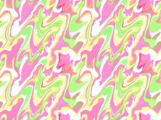 Seamless Tropical Marble Pattern – Bright Abstract Swirl Design in Pink, Green, and Yellow for Fashion and Textile Needs