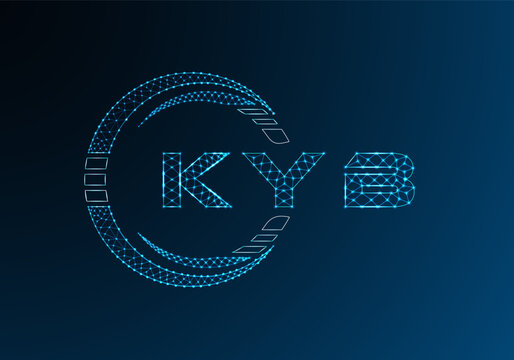 KYB low poly letter logo vector design. KYB lower poly logo design. Low poly logo.