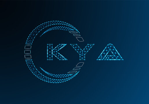 KYA low poly letter logo vector design. KYA lower poly logo design. Low poly logo.