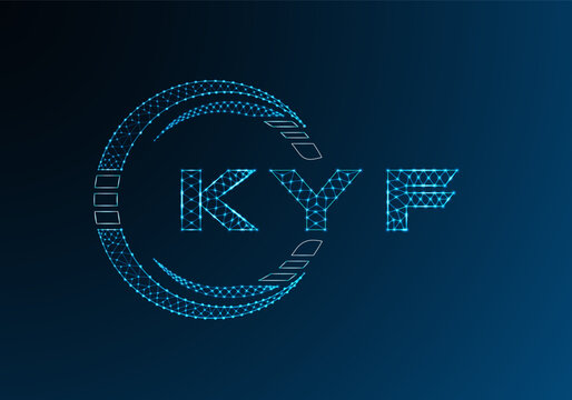 KYF low poly letter logo vector design. KYF lower poly logo design. Low poly logo.