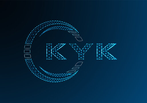 KYK low poly letter logo vector design. KYK lower poly logo design. Low poly logo.