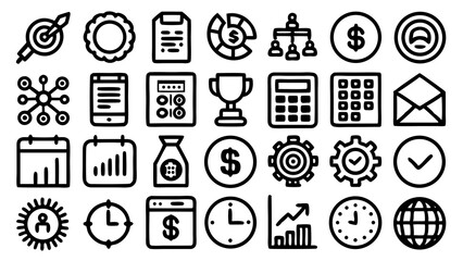 set of icons Modern outline icons for SEO, article writing, and online publishing.
