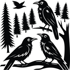 Silhouettes of birds 