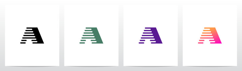 Lines Retro Graphic Horizontal Parallel Strokes Initial Letter Logo Design A