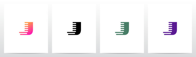 Lines Retro Graphic Horizontal Parallel Strokes Initial Letter Logo Design J