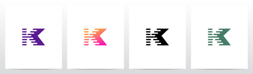 Lines Retro Graphic Horizontal Parallel Strokes Initial Letter Logo Design K
