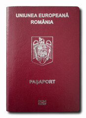 Romanian passport isolated on a white background
