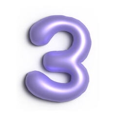 3D Glossy Purple Letter 3