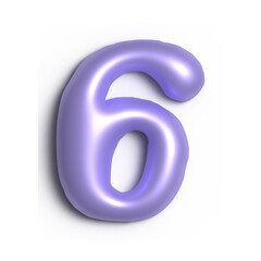 3D Glossy Purple Letter 6