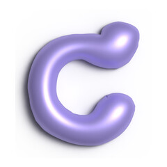 3D Glossy Purple Letter C