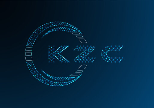 KZC low poly letter logo vector design. KZC lower poly logo design. Low poly logo.