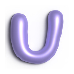 3D Glossy Purple Letter U
