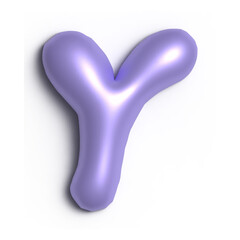 3D Glossy Purple Letter Y