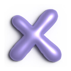 3D Glossy Purple Letter x
