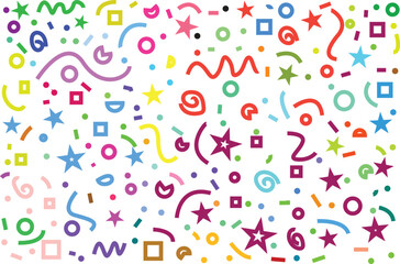 Colorful Abstract Doodle Vector Pattern with Geometric Shapes and Decorative Elements for Kids, Party, or Design Projects