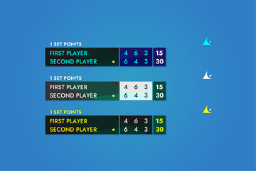 sports TV banner for broadcasting tennis games keeping score