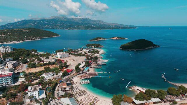 Aerial view of Ksamil Beach in Albania