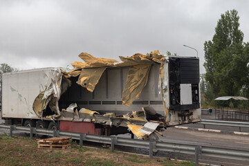 Truck crash accident. Bad day concept