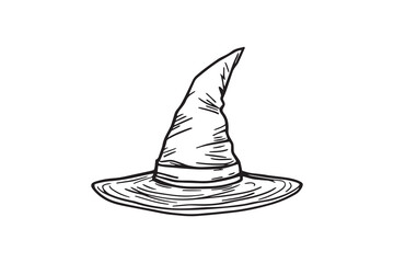 Halloween witch hat line art and black color